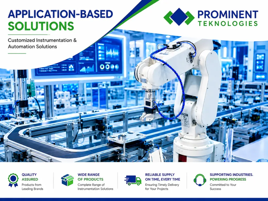 Industrial automation solutions with manufacturing, process instrumentation, PLC, SCADA and customized automation systems by Prominent Teknologies.